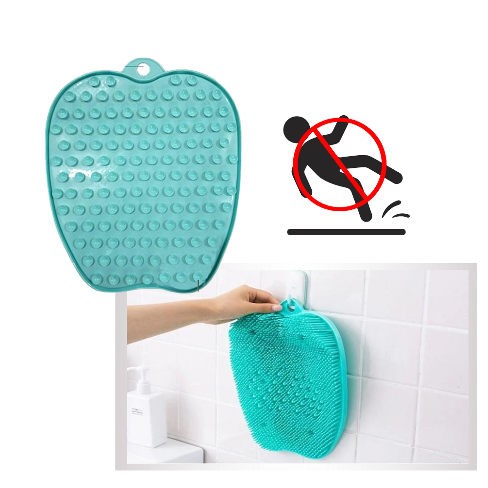 Tapete de banho vermelho da Floepx para massagem e relaxamento, com superfície exfoliante para cuidados dos pés.