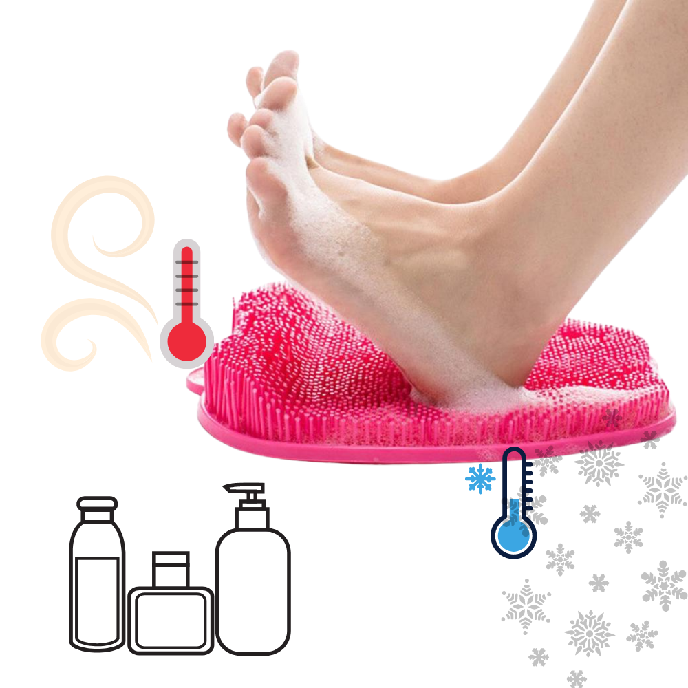 Tapete de ducha vermelho da Floepx para massagem e relaxamento, com superfície exfoliante para cuidados dos pés.
