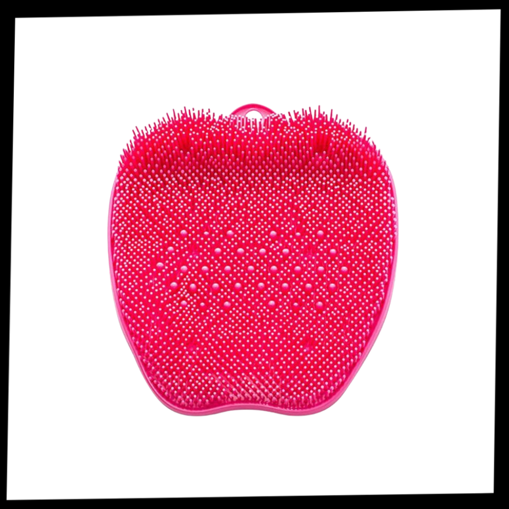 Tapete de ducha vermelho da Floepx para massagem, limpeza e esfoliação dos pés, ideal para relaxamento e cuidados diários.