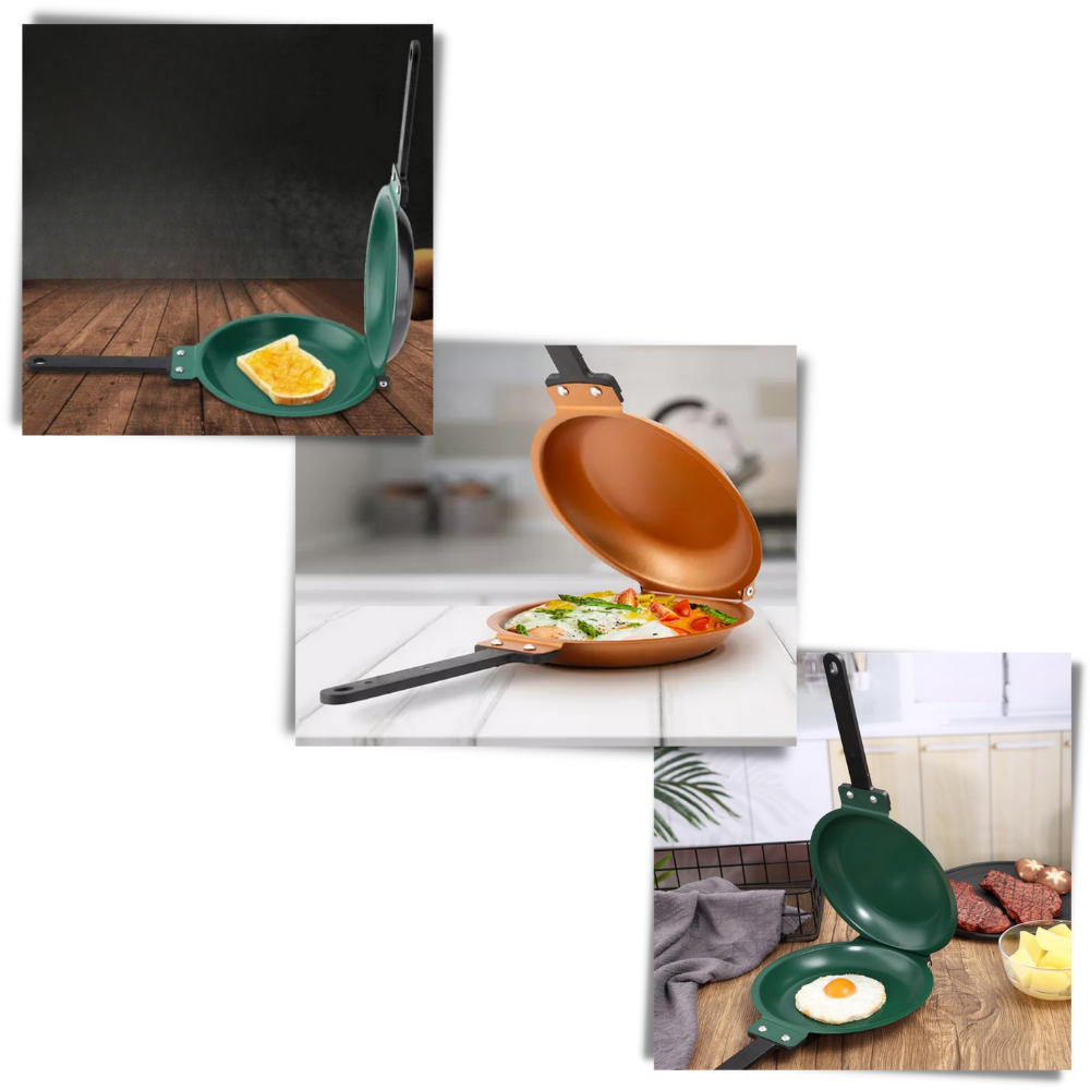 Panela antiaderente dupla face Floepx para culinária e pâtisserie, com superfície verde e design resistente ao uso.