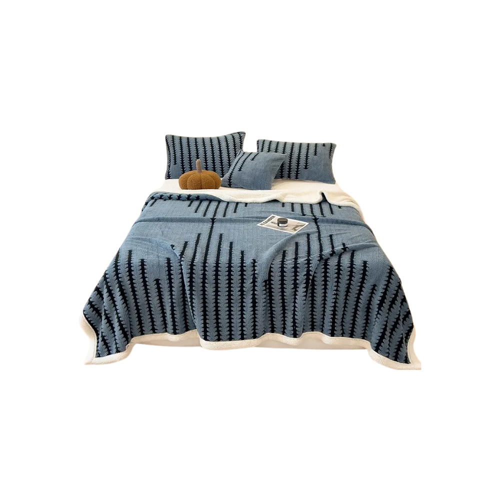 Cobertor de inverno Egmy de jacquard fofo e macio, mantinha quentinha azul para cama de 1,50m a 2,00m.