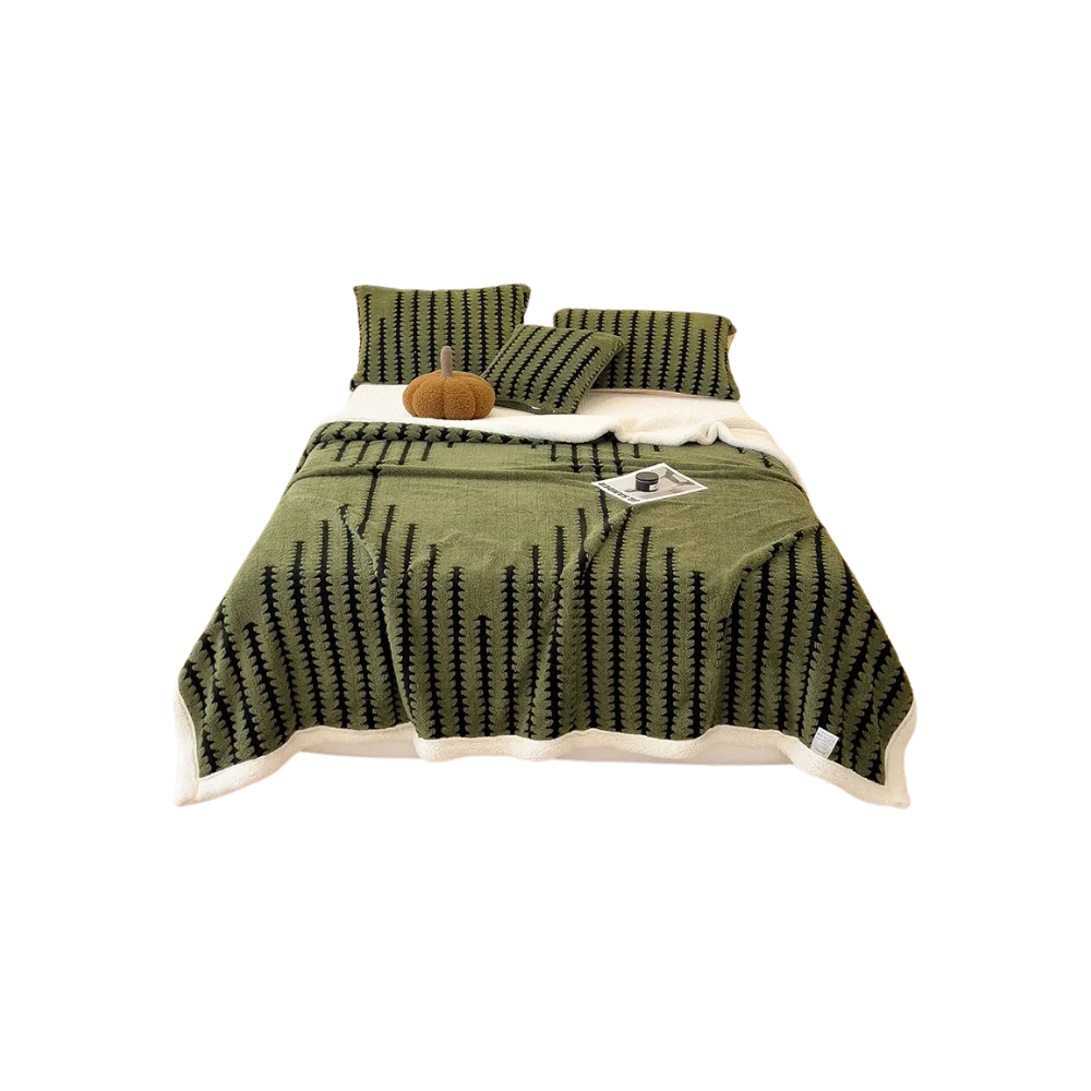 Cobertor de inverno Egmy, manta de jacquard macia, felpuda e confortável em verde, ideal para cama de 1,50 a 2 metros.