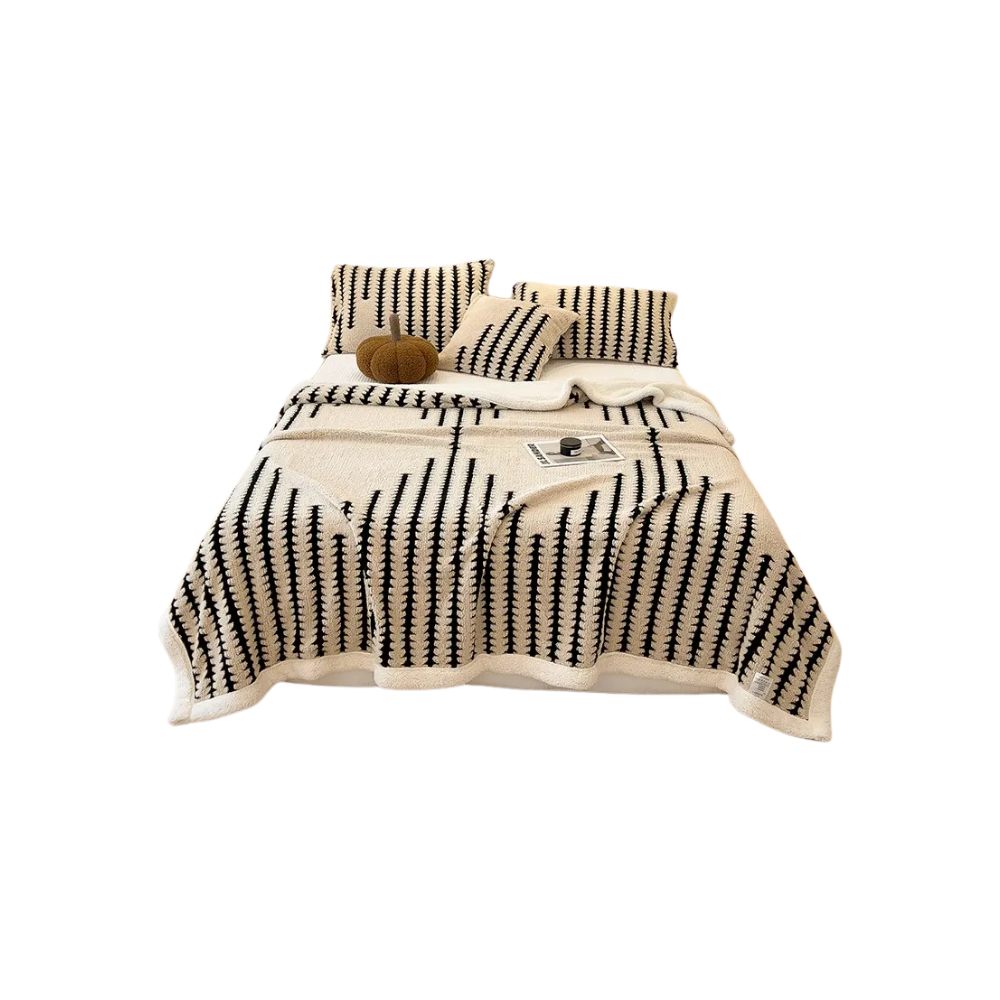 Manta de inverno felpada e macia da marca Egmy, com tecido jacquard na cor cáqui, ideal para cama de 150 cm.