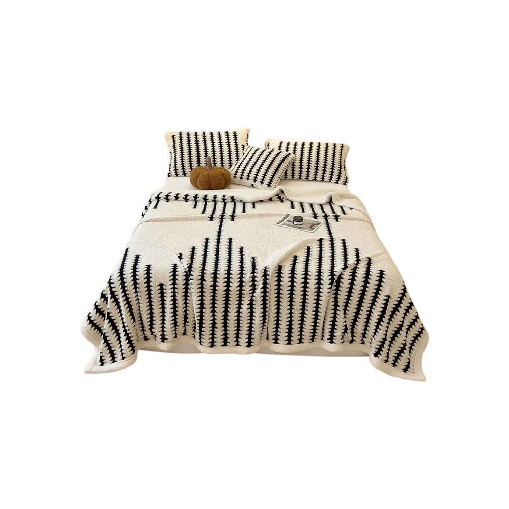 Manta de inverno Egmy com tecido felpado e jacquard branco, ideal para cama, disponível em tamanhos variados.