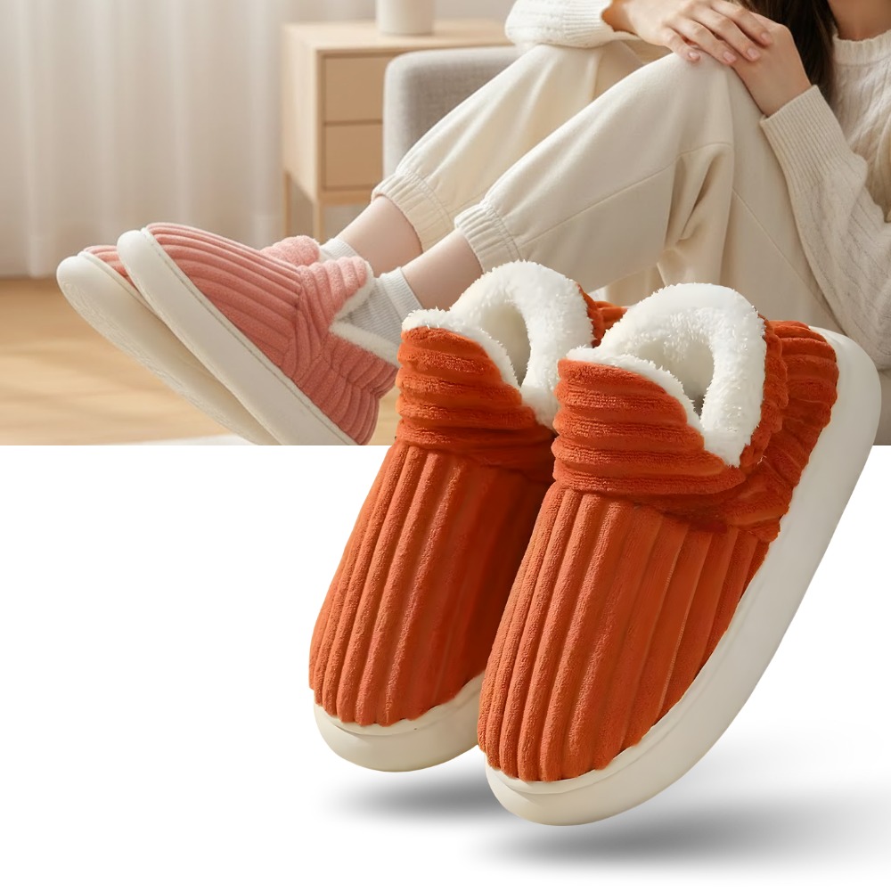 Pantuflas de interior Audeban, slip-on em pelúcia macia e aconchegante, perfeitas para conforto em casa.