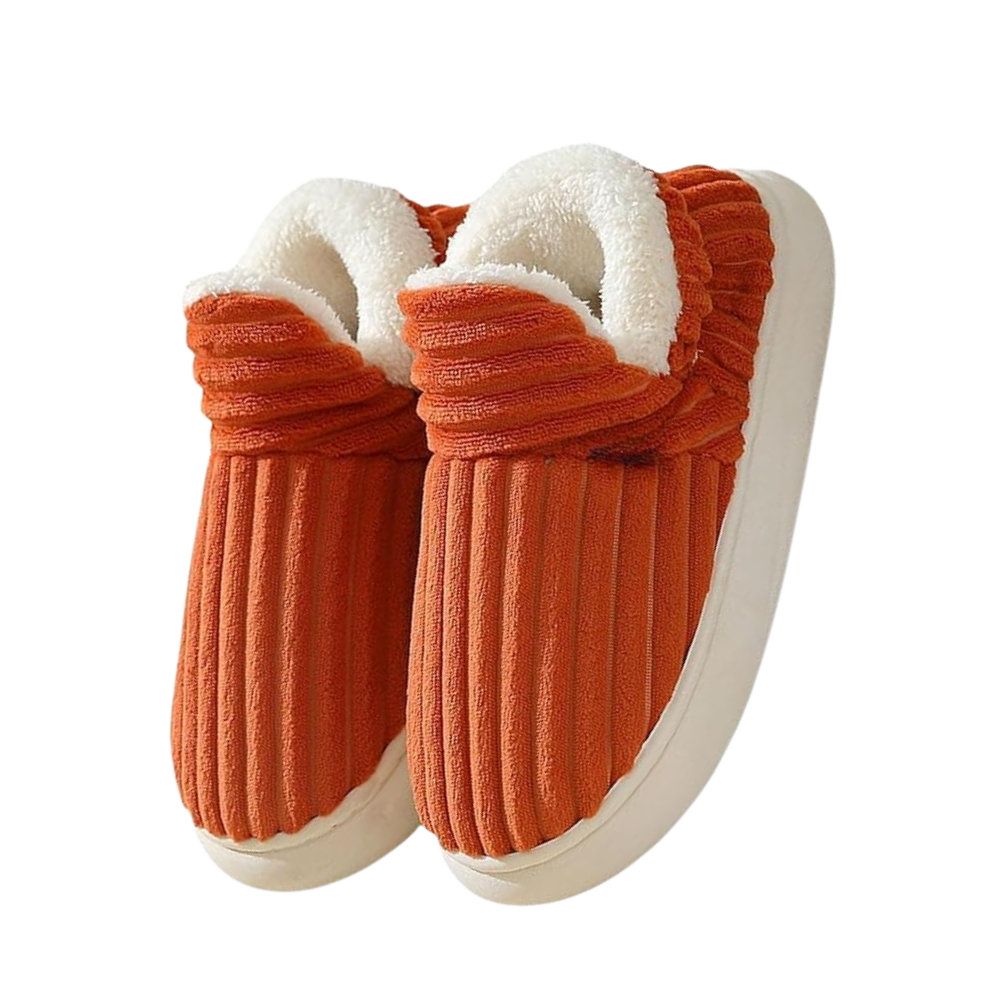Pantuflas de casa Audeban, slip-on de pelúcia laranja, interior macio e aconchegante, tamanho 36 a 47.