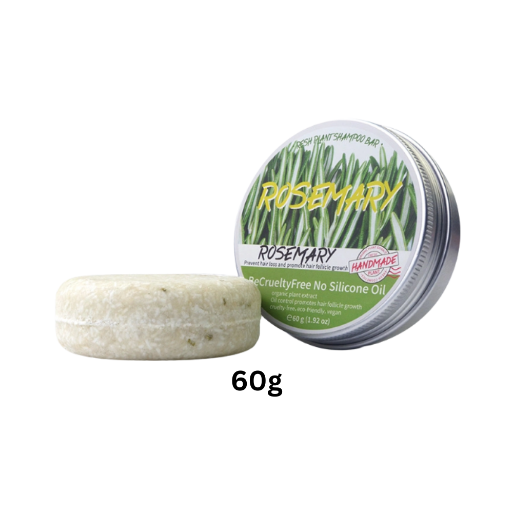 Shampoing au romarin Fly Sunton para cuidado dos cabelos, frasco de shampoo com rótulo verde e detalhes em branco