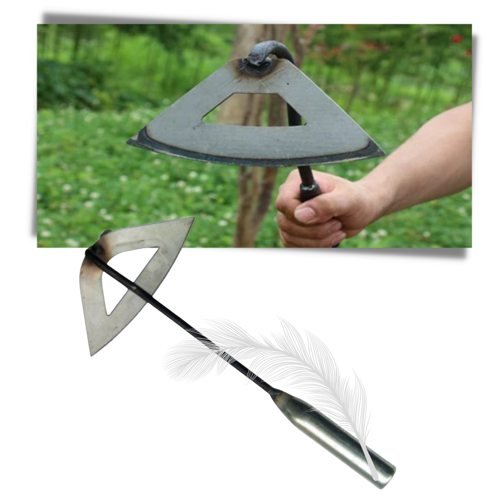 Houe creuse manual em aço para jardinagem, ferramenta resistente para escavar e preparar o solo.
