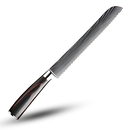 Faca japonesa de cozinha Mdhand com lâmina em madeira de Pakka, ideal para cortar pães e alimentos com precisão e estilo.