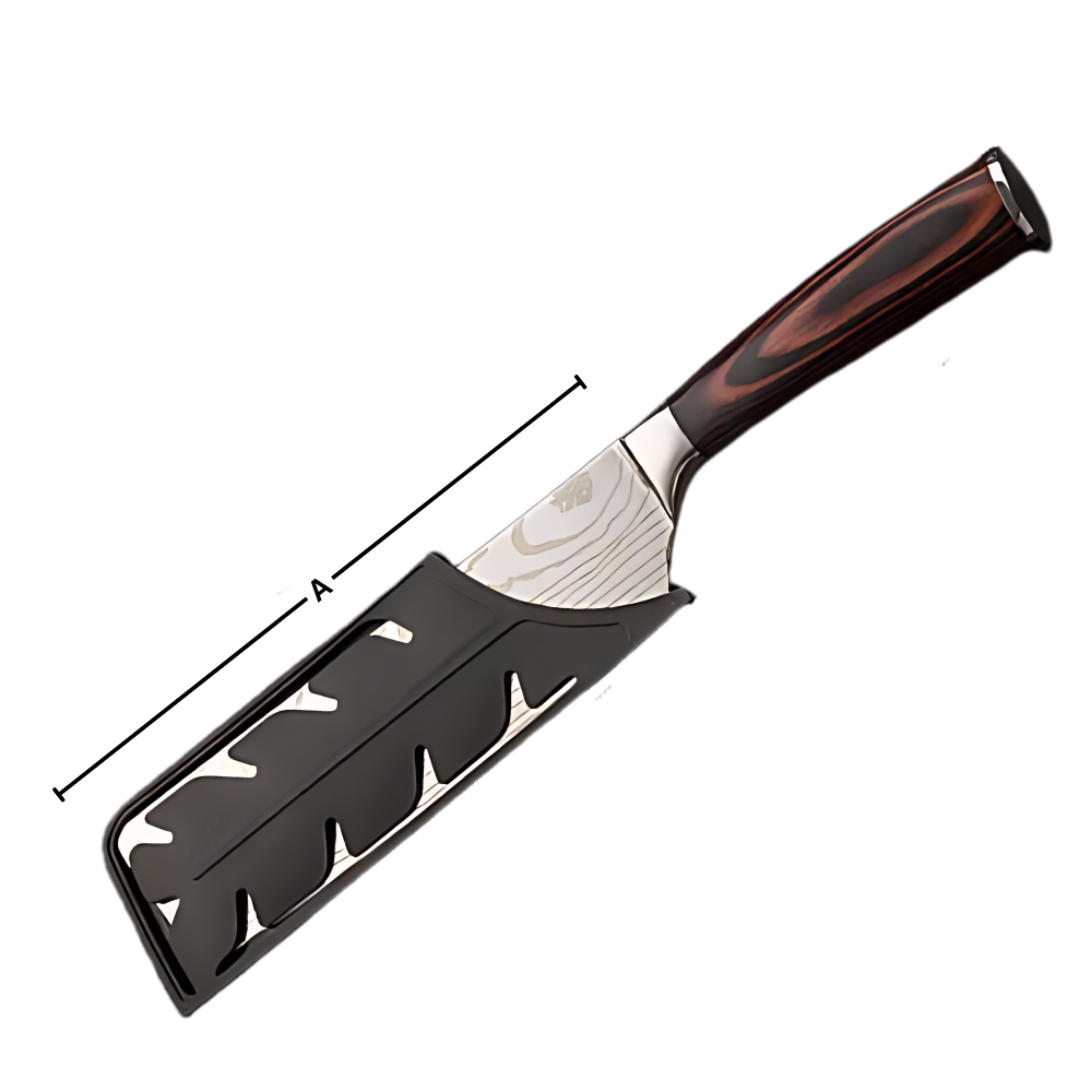 Faca japonesa em madeira de Pakka, utensílio de cozinha da marca Mdhand, com lâmina afiada e cabos de madeira natural.