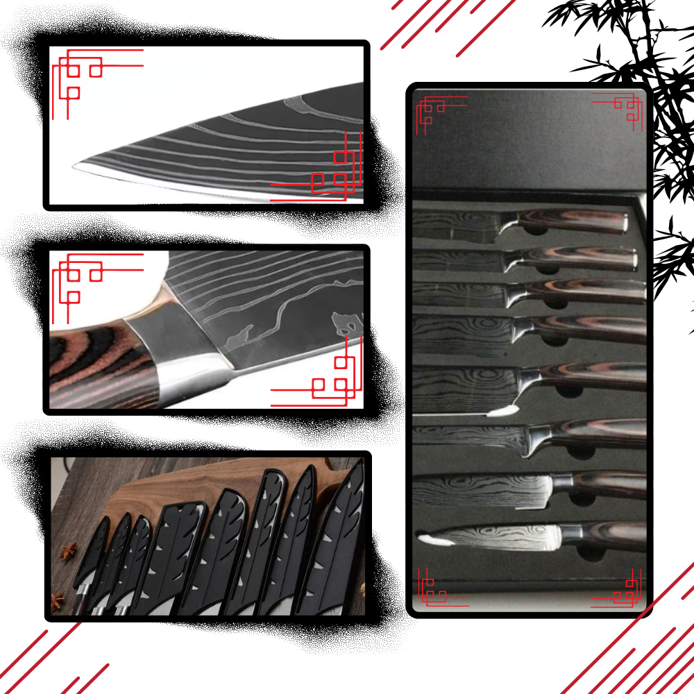 Faca japonesa em madeira de Pakka com cabo em madeira natural, utensílio de cozinha da marca Mdhand, para corte preciso.