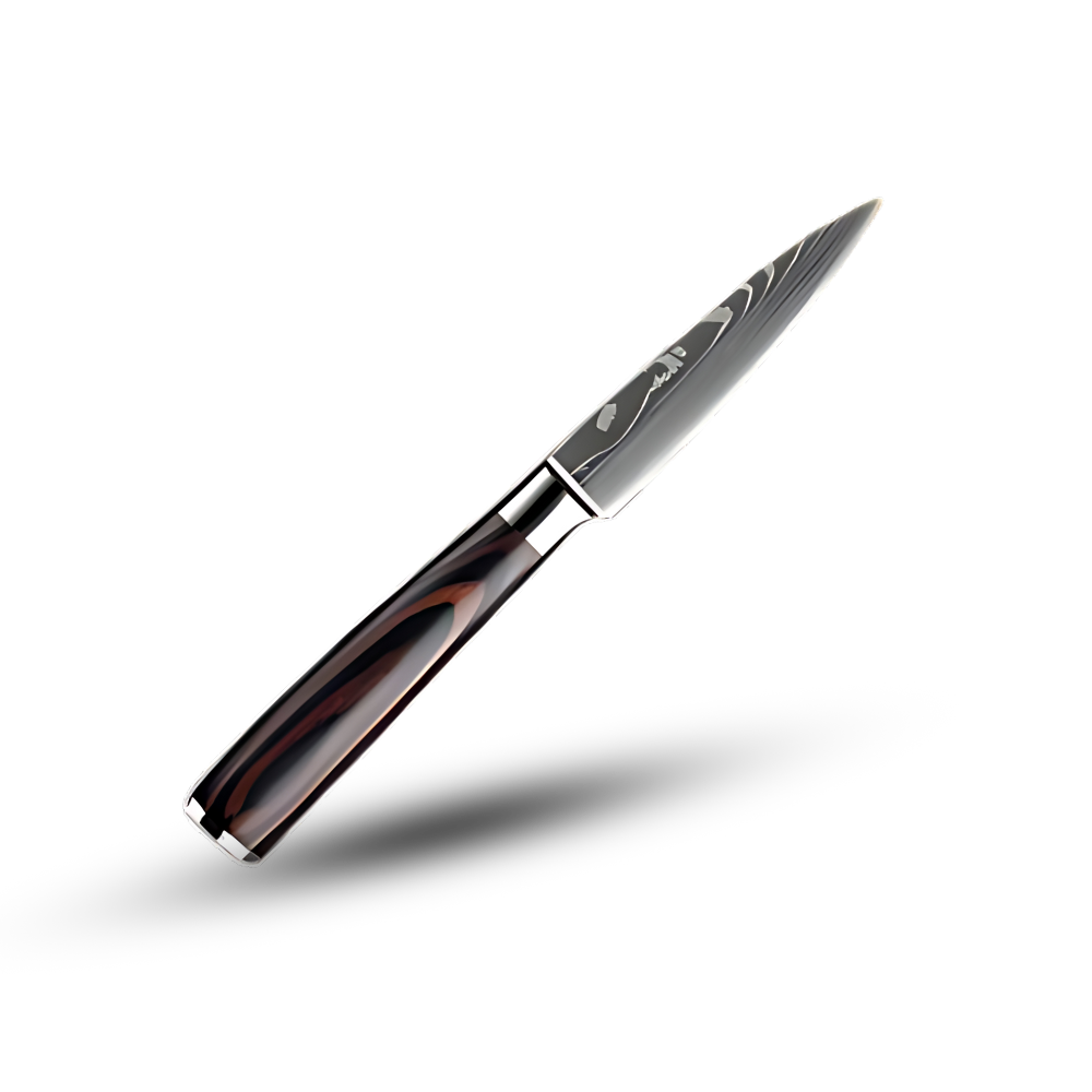 Faca japonesa de cozinha Mdhand com lâmina de aço e cabo de madeira de Pakka, utensílio para corte preciso em cozinha.