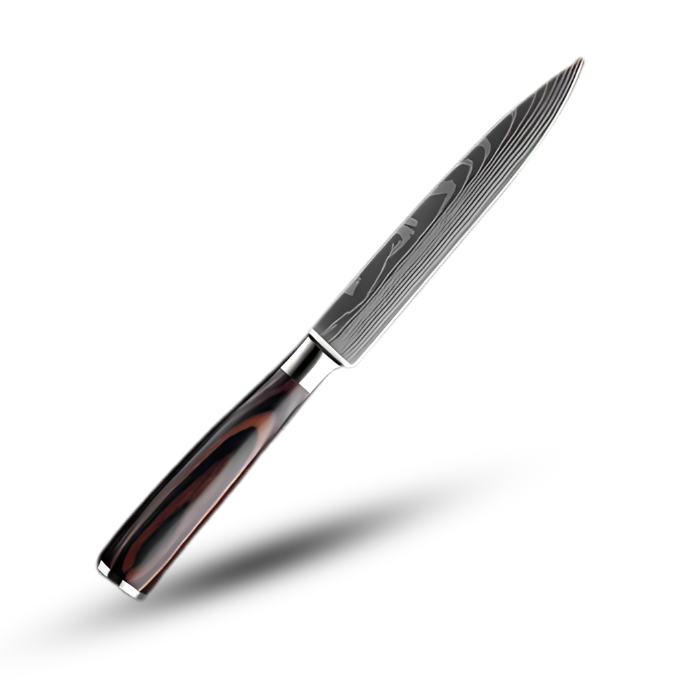 Couteau japonês de madeira de Pakka da Mdhand, utensílio de cozinha com lâmina afiada e empunhadura de madeira.