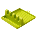 Suporte de spatulas antideslizante Hidyliu com quatro compartimentos verdes para utensílios de cozinha.