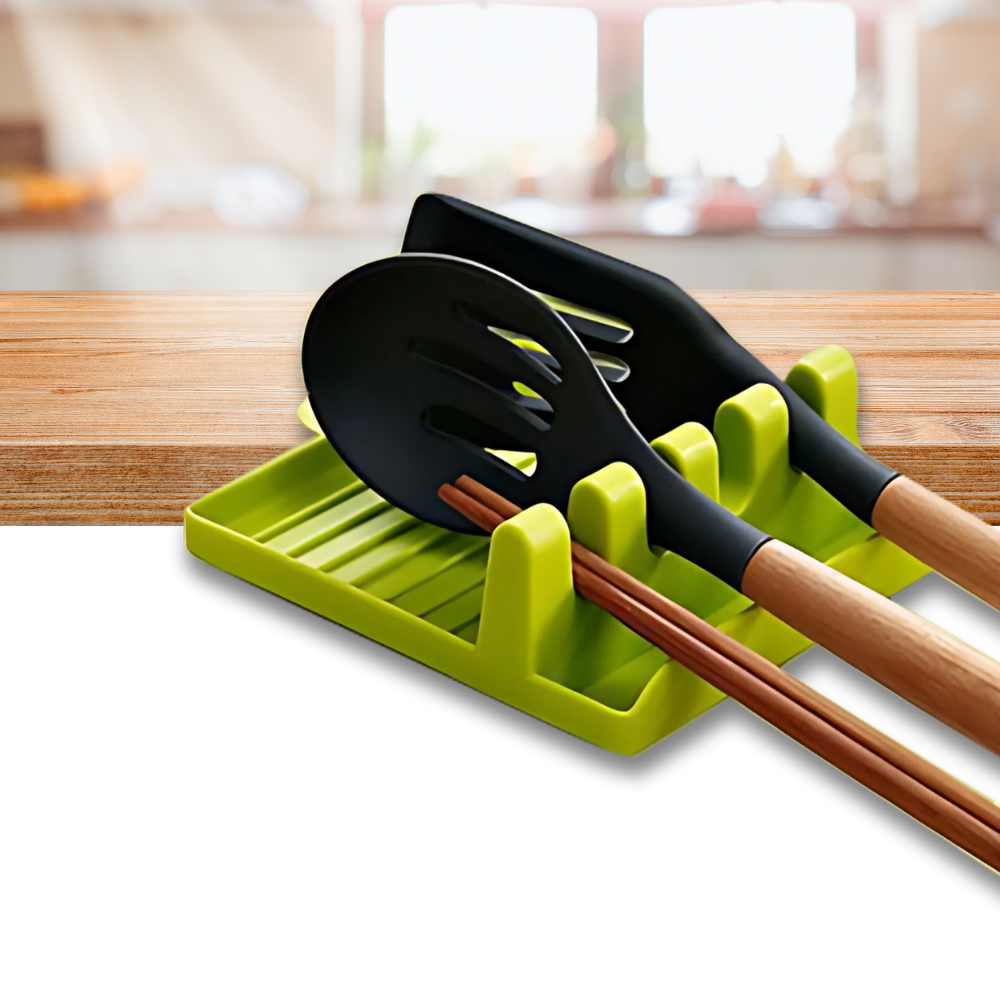 Suporte de spatulas antideslizante Hidyliu com quatro encaixes, organizador prático para utensílios de cozinha.