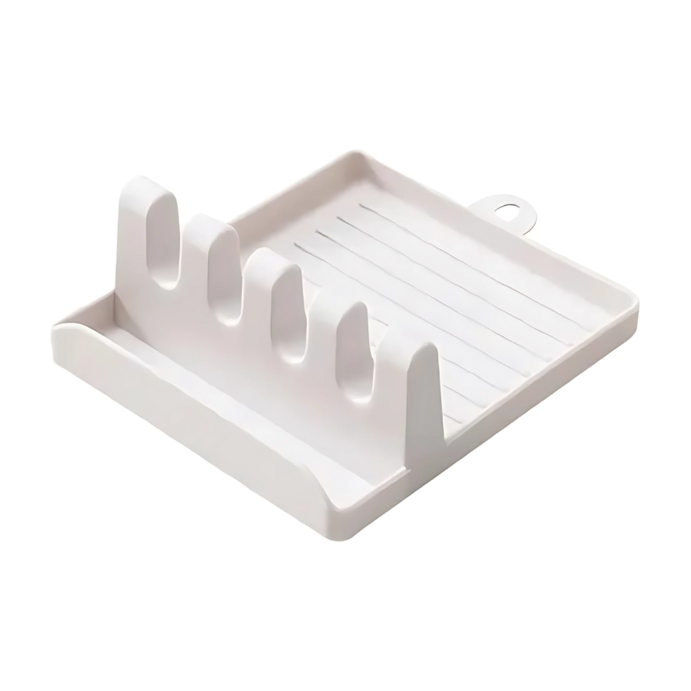 Suporte de spatulas antideslizante Hidyliu com quatro slots, ideal para organizar utensílios de cozinha.