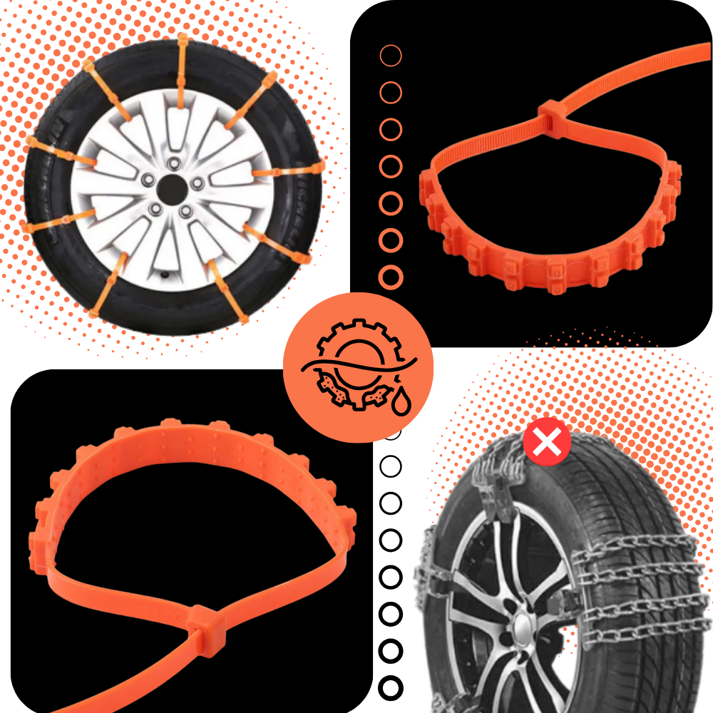 Correntes de neve em nylon Frcolor para automóveis e motos, peça de reposição resistente para neve e gelo