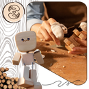 Figurine móvel de homem em madeira da marca Frcolor, com olhos lacrimejantes, parte da coleção de bonecos e figurines.