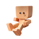 Figurine móvel de homem em madeira da marca Frcolor, com olhos lacrimosos, parte de coleção de bonecos e figurinas.