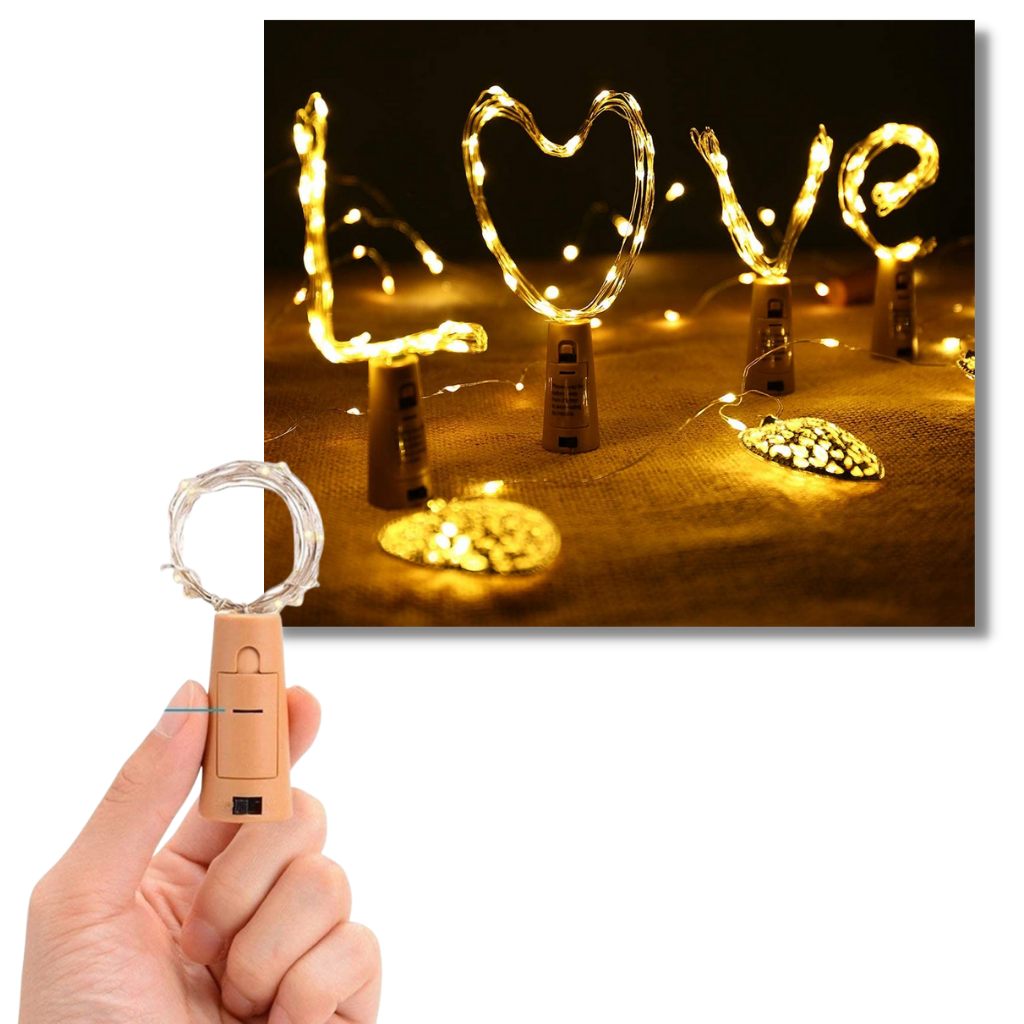 Guirlanda luminosa LED azul para garrafas com bouchon, kit de 3 luminaires decorativos da marca Fullbell