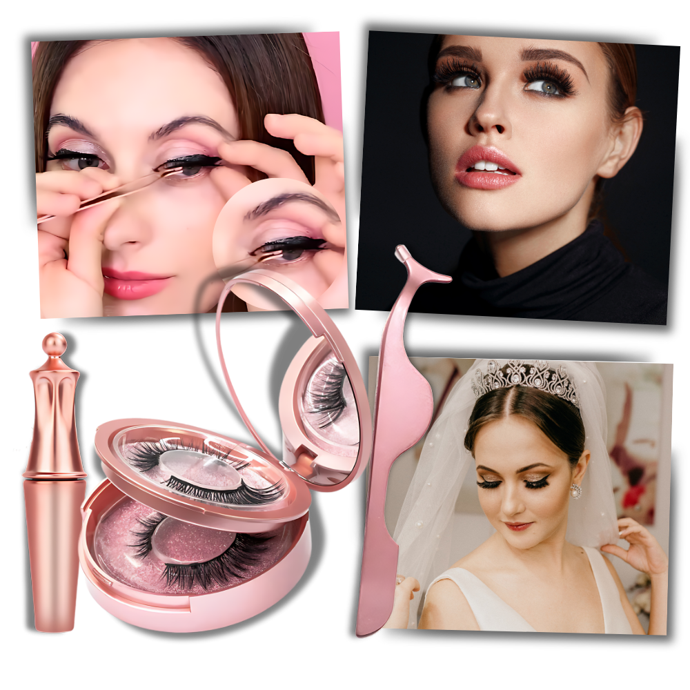 Faux cílios hypoalergênicos sem cola da marca Fun For All LLC, com aparência natural e elegante para maquiagem de olhos.