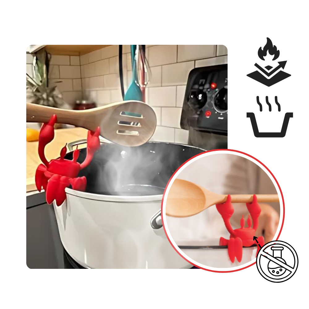 Suporte de utensílio de cozinha em forma de caranguejo antideslizante da Hongcheng, resistente ao calor, para porta-cuílas e colheres.