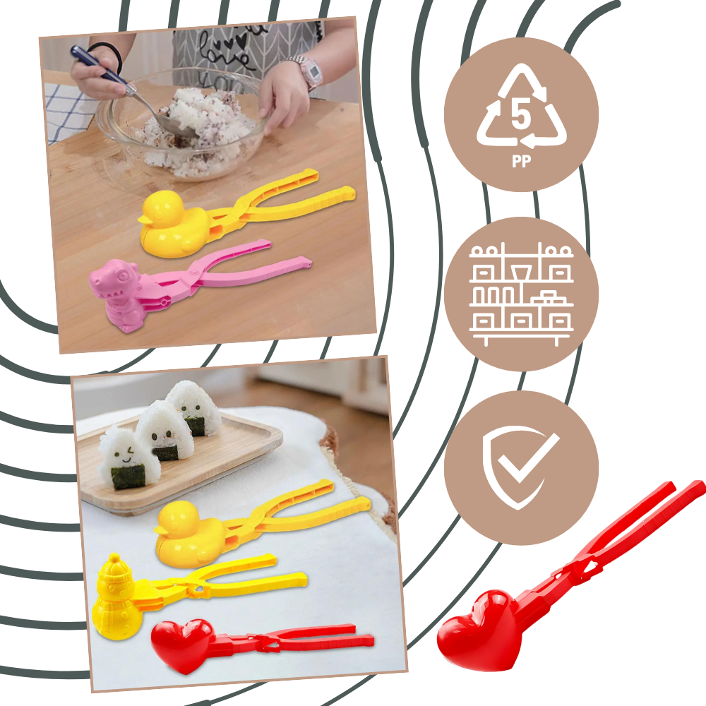 Moule de silicone Kyoffiie para arroz de sushi com design divertido, ideal para preparar porções criativas de sushi.