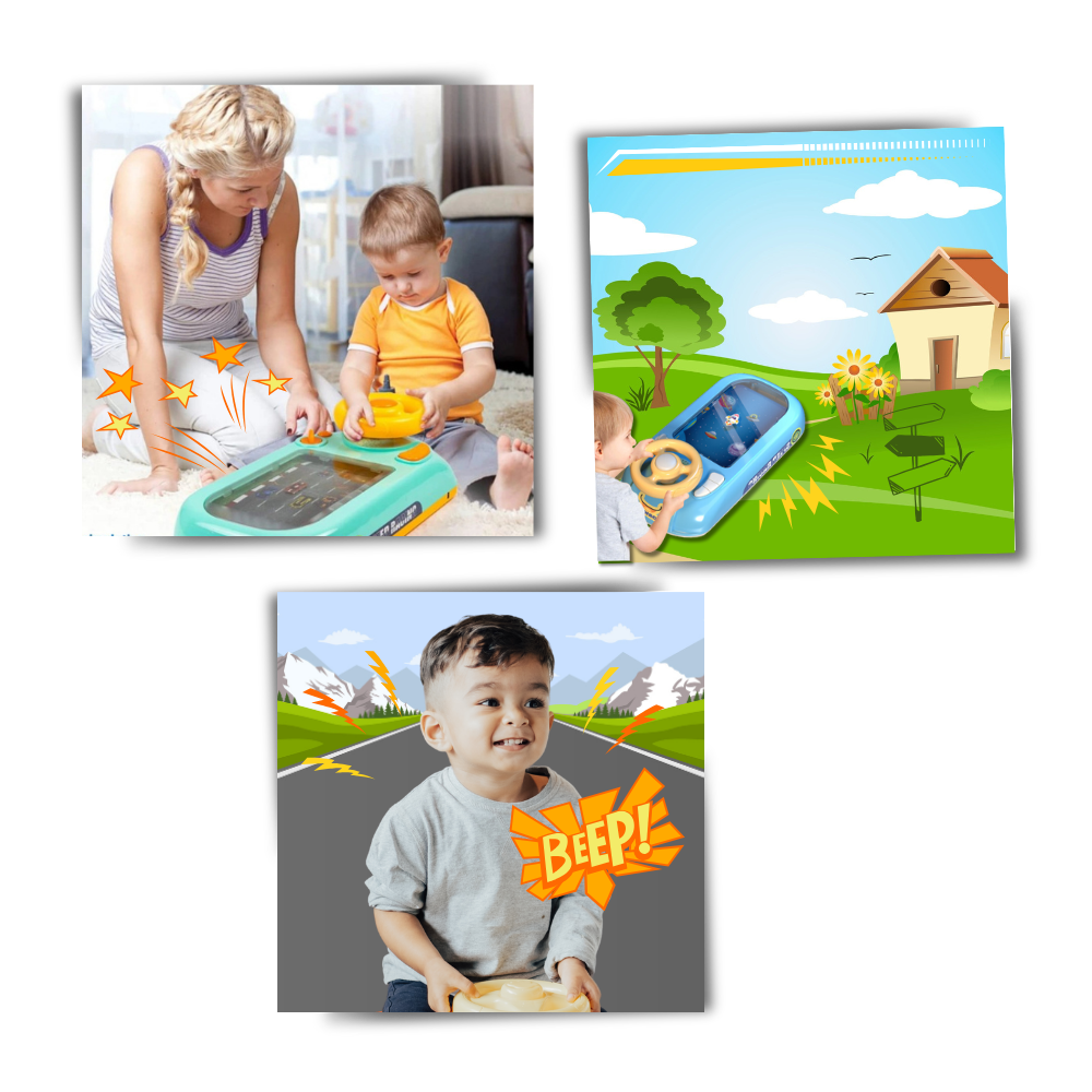 Brinquedo educacional de simulação de direção da marca Cn, brinquedo divertido para aprendizado e aventura.