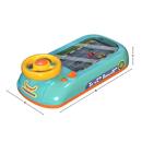 Brinquedo educativo de simulação de direção da marca Cn, com volante e painel de controle para aprendizado divertido.