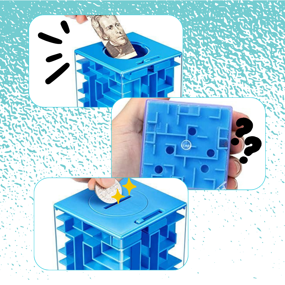 Tirelire labirinto Womail, caixa de quebra-cabeça divertida para guardar moedas, com design colorido e interativo.