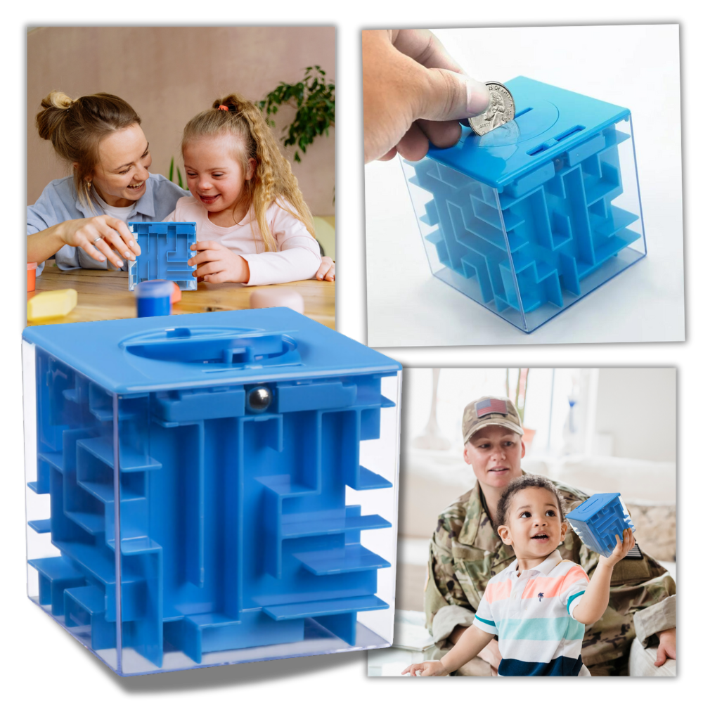 Tirelire labirinto Womail, brinquedo de moeda com design de quebra-cabeça, incentivando habilidades de coordenação e diversão.