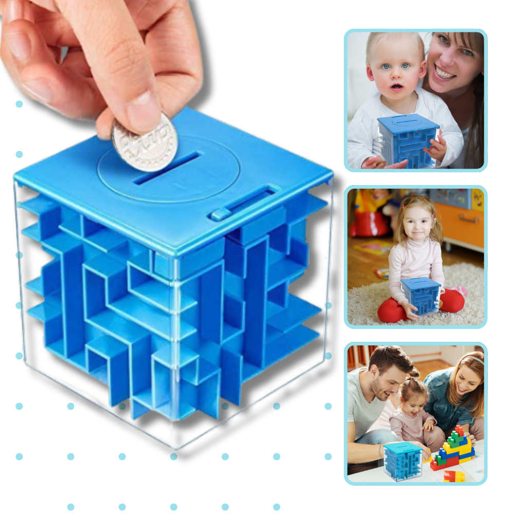 Tirelire labirinto Womail, caixa de puzzle divertida para guardar moedas, design colorido e interativo em plástico resistente.