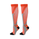 Meias de compressão funcionais e elegantes da Xtf By Extreme Fit na cor laranja, acessório de apoio e manutenção.