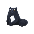 Figura de pelúcia divertida e despenteada de gato preto da marca Yiji, ideal para decoração lúdica e espiã.