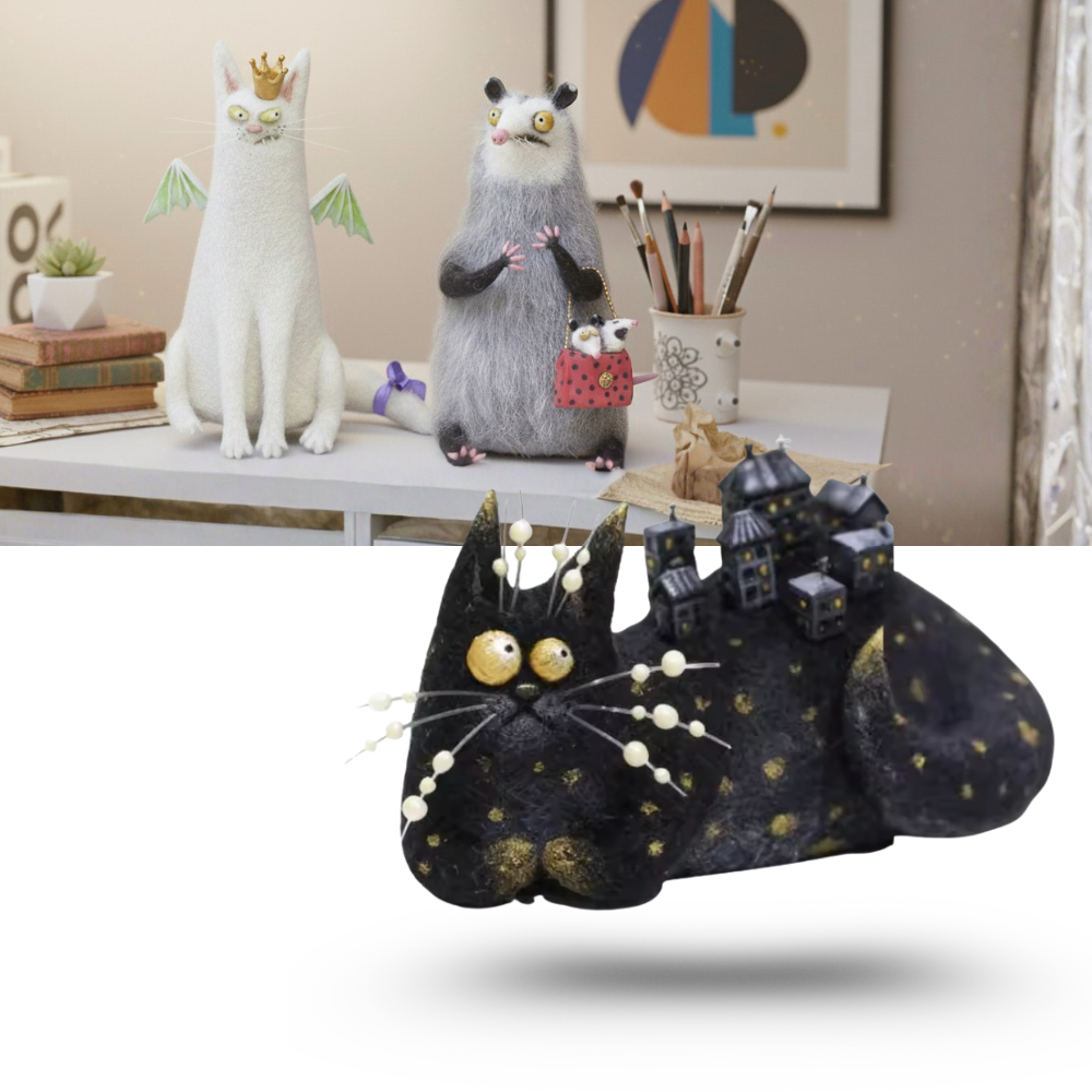 Figurinha de pelúcia animal divertida, despojada e brincalhona da marca Yiji, ideal para decoração divertida.