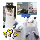 Figura de pelúcia de gato divertido, com aparência desarrumada e expressão brincalhona, da marca Yiji para decoração criativa.