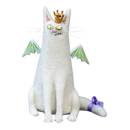 Figura decorativa de gato de pelúcia divertido e espojado, marca Yiji, ideal para decoração lúdica e criativa.