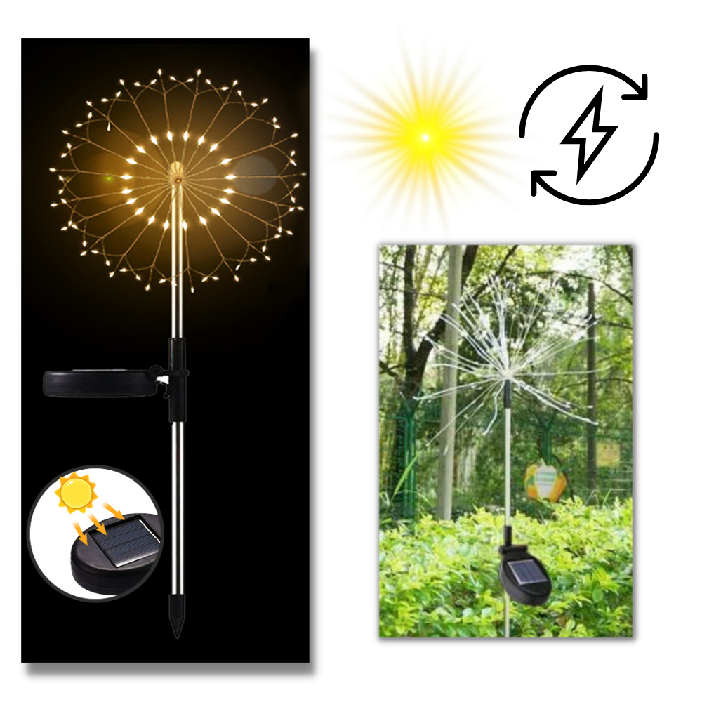 Lâmpadas decorativas de jardim Furongman com 90 LEDs em formato de fogos de artifício elétricos coloridos.