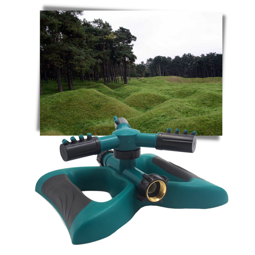 Cabeça de irrigação ajustável de 360° da Gear Mechanical para sistemas de irrigação e jardinagem, visível na imagem.