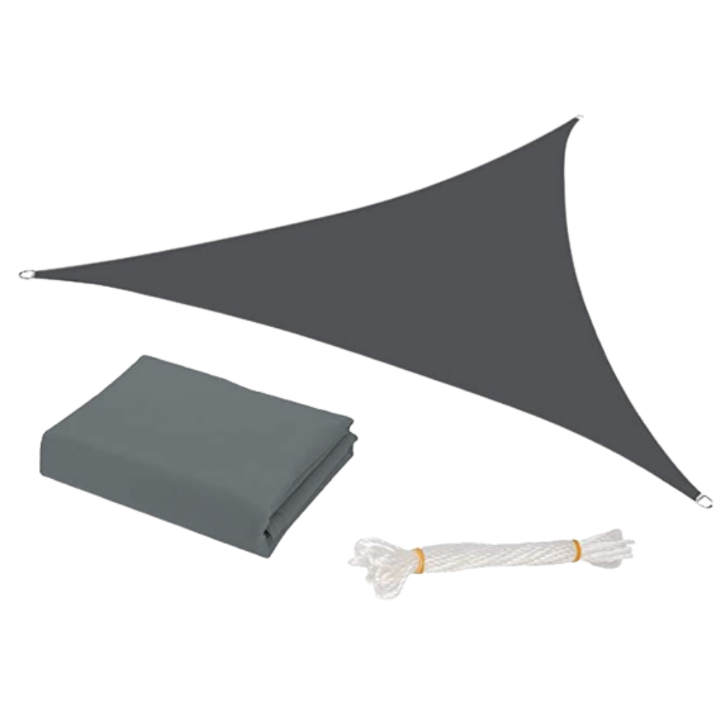Sombrinha de sombra triangular à prova d'água da marca Gear Mechanical para uso ao ar livre, em cor cinza.