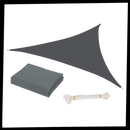 Sombrinha de exterior em formato triangular, resistente à água, marca Gear Mechanical, cor cinza, ideal para áreas ao ar livre.