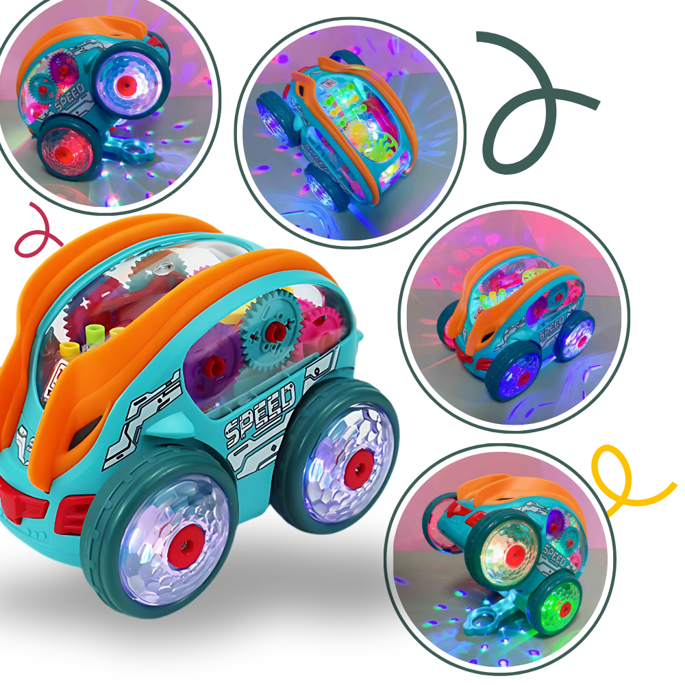 Carrinho de brinquedo Speedlite movido a engrenagens, brinquedo de atividade da marca Exssary, ideal para diversão infantil.