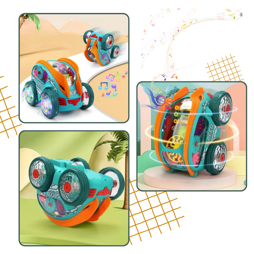 Carrinho de brinquedo Speedlite movido a engrenagens da marca Exssary, brinquedo de atividade com motor funcional.