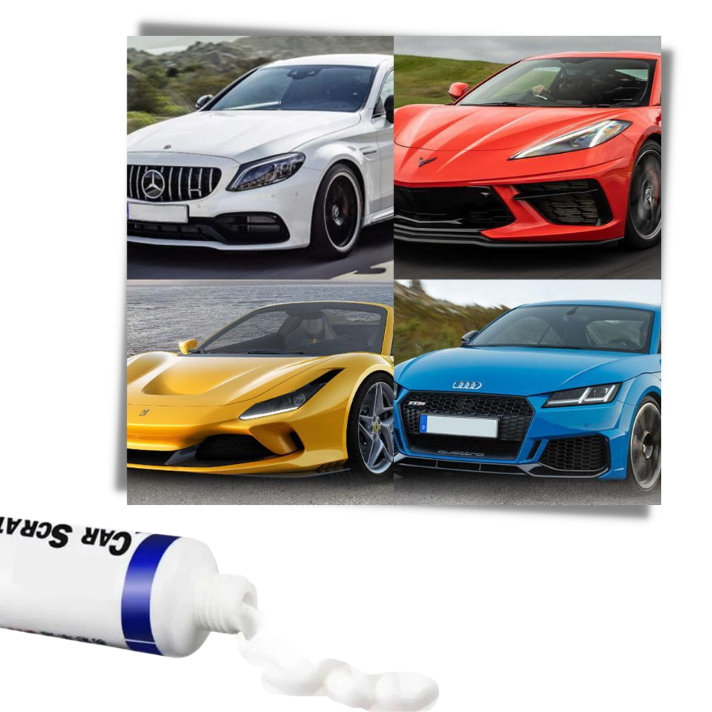 Kit de reparação de riscos para carro da Geartronics, incluindo cera e ferramentas para manutenção de veículos.