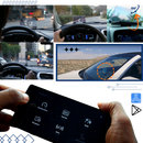 Sistema HUD eletrônico para carro da marca Generic, exibe informações de direção e velocidade no para-brisa do veículo.