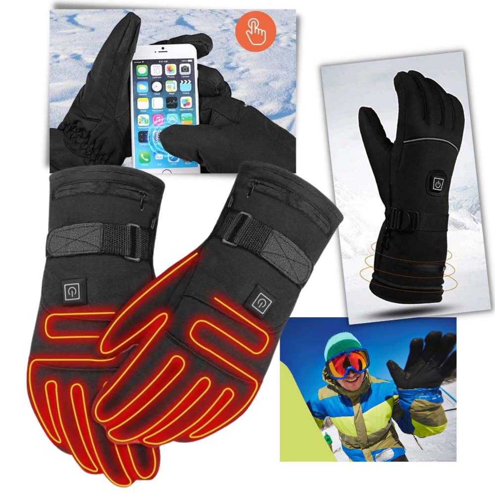 Gants elétricos de inverno da marca Generic, aquecimento para mãos, detalhes das mangas e material acolhedor.