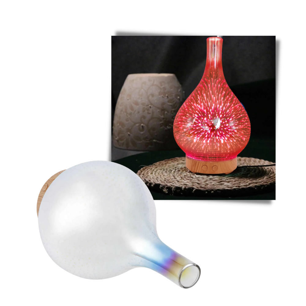 Diffuseur d'huiles essentielles en forme de vase avec motif de feux d'artifice, parfait pour parfums d'intérieur, marque générique.