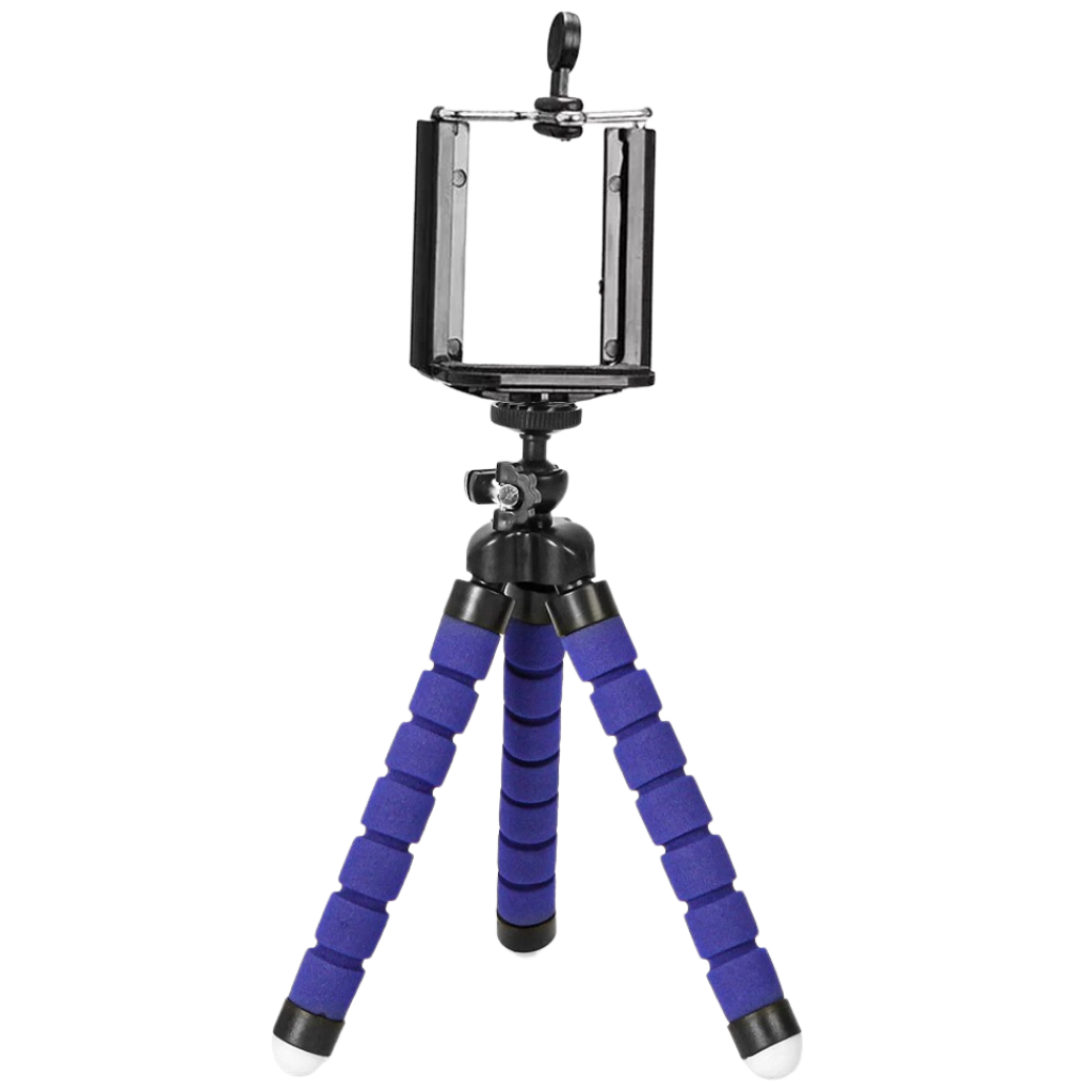 Mini tripé flexível para telefone da marca Genérico, suporte compacto e ajustável para celular em ambientes diversos.