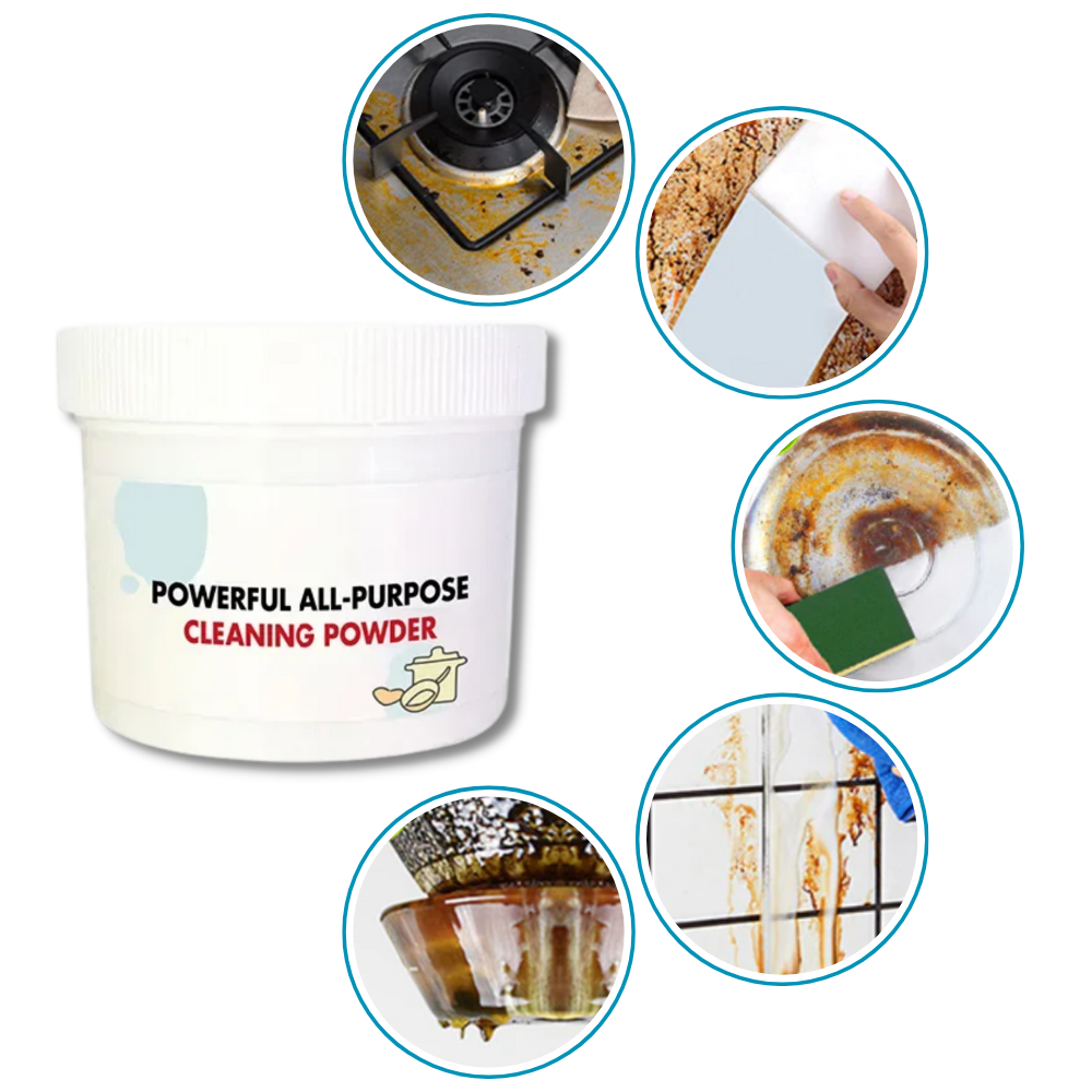 Pó de limpeza suave para uso geral da Jsgek Cleaning, pó de limpeza doméstica para limpeza profunda de superfícies.