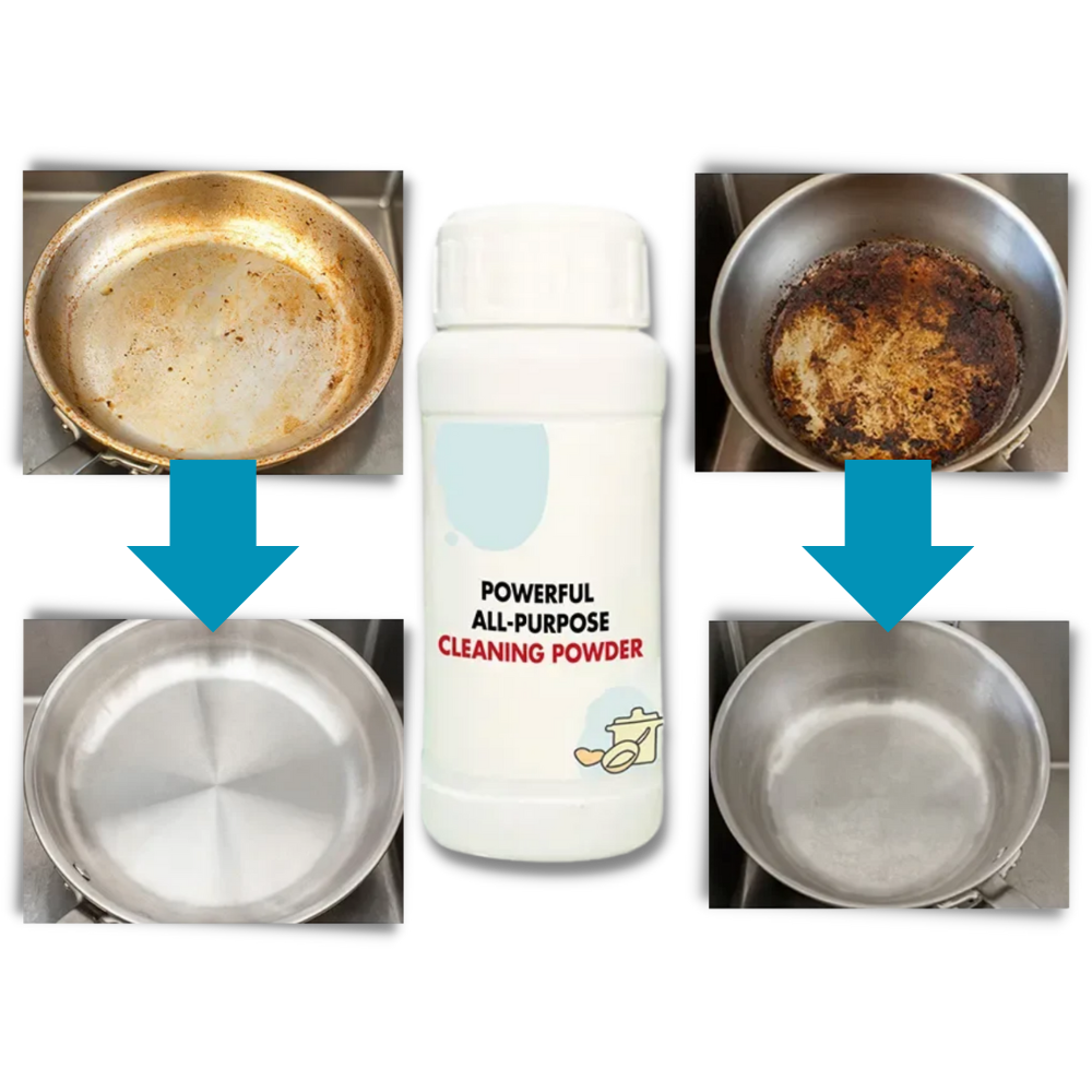 Pó de limpeza suave para uso geral, produto de limpeza doméstica da marca Jsgek Cleaning, em embalagem com pó branco.